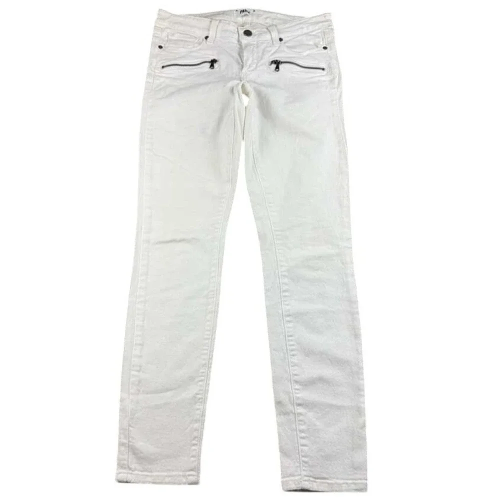 PAIGE Indio Zip‎ Jeans Women 29 Optic White High-Rise Ultra Skinny Fit Stretch